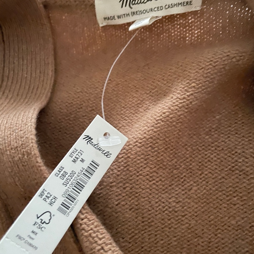 Madewell (Re)sourced Cashmere Ex-Boyfriend Cardigan Sweater Honey Chestnut - Picture 4 of 6